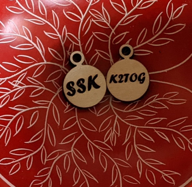 SSK  and K2TOG Progress Keeper / Stitch Marker - Birch Hollow Fibers